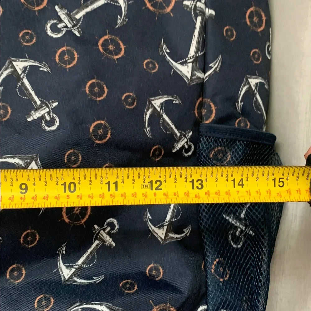 Navy Anchor Print Tote Bag